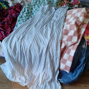 H&M Blue and White Striped Dress